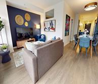 Open Space Living Room Dining Room and Kitchen Fully Furnished Apartment Suite Halifax NS