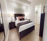 Primary Bedroom Queen Mattress Fully Furnished Short Term Apartment Rental Halifax NS
