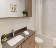 Principal Bathroom Soaker Tub Fully Furnished Apartment Suite Oakville