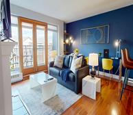 Bishops Landing LW77 - Spacious Halifax furnished temporary apartment suite with leather couch and coffee table - Premiere Suites stays