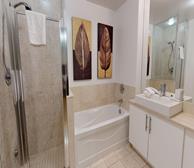 Master Bathroom Soaker Tub Fully Furnished Apartment Suite Toronto