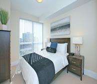 Master Bedroom Queen Mattress Fully Furnished Apartment Suite Midtown Toronto
