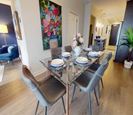 Dining Room Living Room Open Concept Kitchen Fully Furnished Apartment Suite Halifax NS