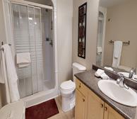 Principal Bathroom Walk In Shower Fully Furnished Apartment Suite Burlington